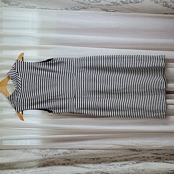 Boden White and Navy Stripe Sheath Dress Size 10L - Picture 6 of 9